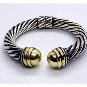 David Yurman Dome Cuff Bracelet Sterling Silver 925 14K 585